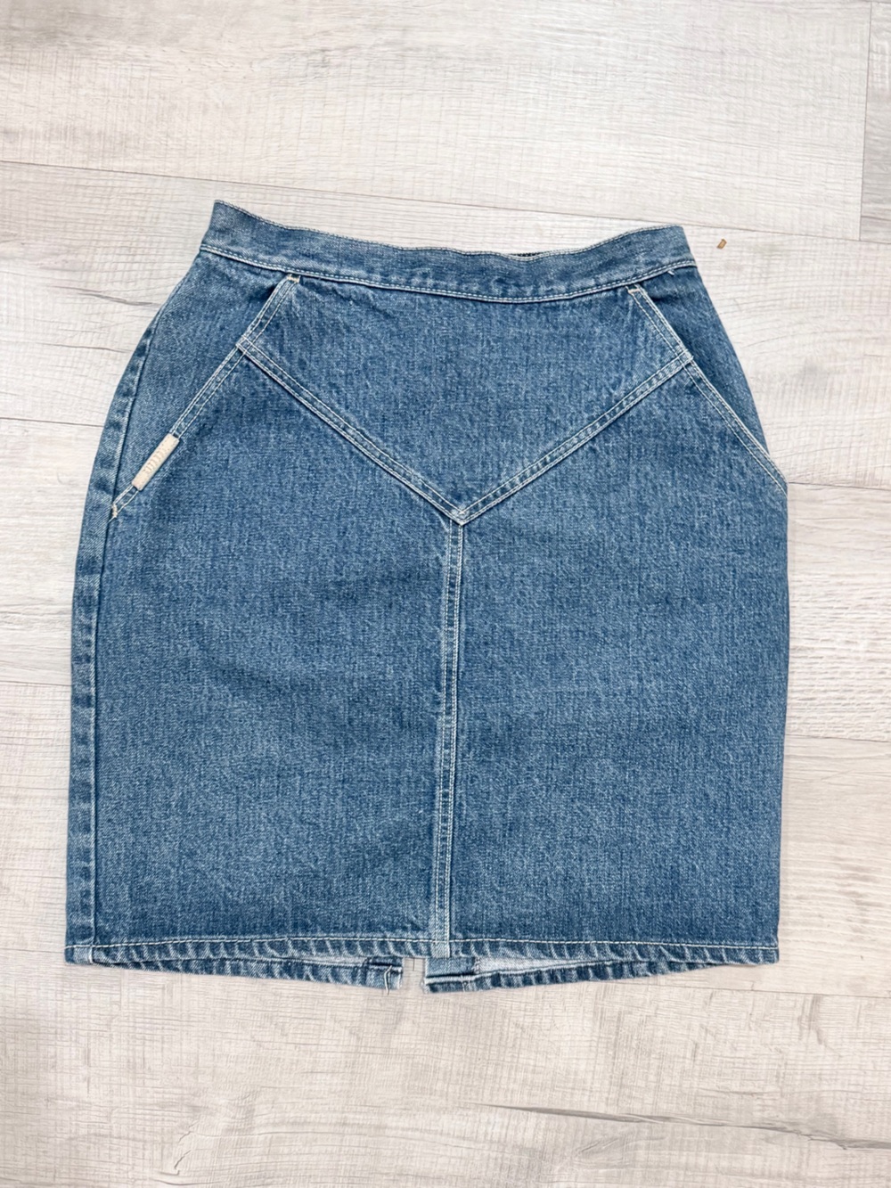 Vintage Gitano Denim Midi Skirt High Waist 90s Medium Wash